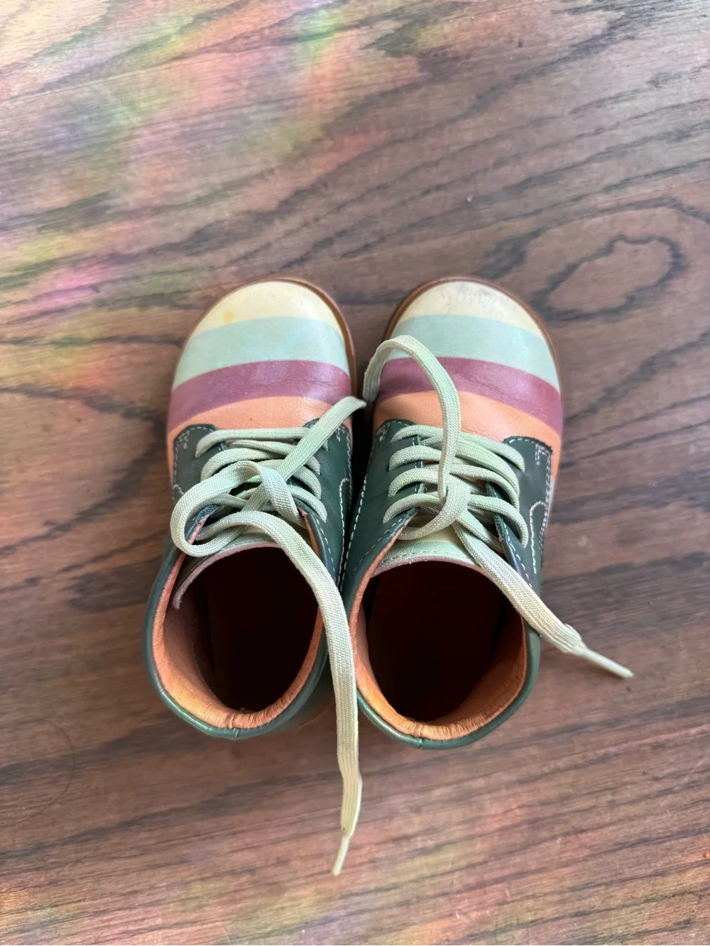 V&V toddler green leather boots